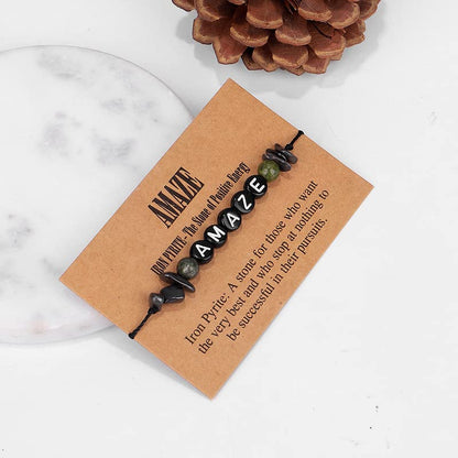 COLORFUL BLING Handmade Healing Chakra Beaded Bracelet with Spiritual Meaningful Card Crystal Natural Stone Strand Bracelet for Women Reiki Yoga Meditation Jewelry Protection Gifts - color: amaze