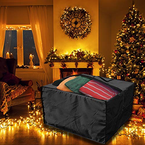 Zulux Outdoor Cushion Storage - Durable 210D Patio Cushion Bag with Zippered Closure and Handles - 32" x 32" x 24" Capacity - color: Black