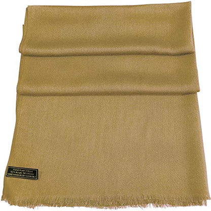 CJ Apparel Solid Color Fringe Design Fringe Shawl Scarf Wrap Stole Throw Head Wrap Pashmina Gift Hand Made in Nepal New - color: Light Brown Fc1068