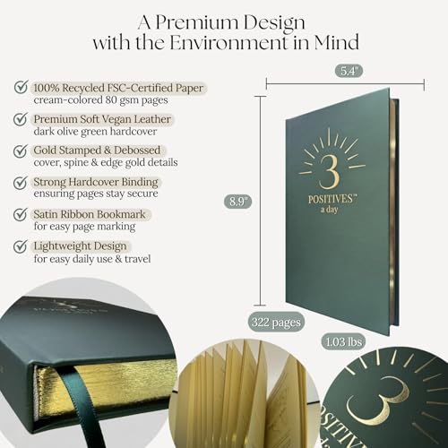 3 Positives a Day™ – One-Year Journal for Daily Mindfulness, Gratitude & Happiness | Therapist-Created | Evidence-Based Practice with Weekly Well-Being Tips | Undated I Gratitude Journal Gifts for Women & Men 2026