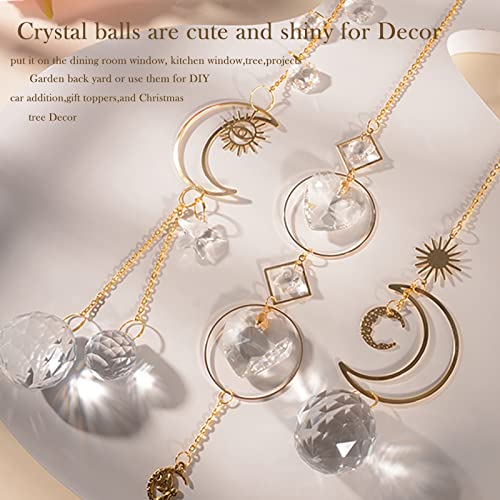 ilclviz Suncatcher Crystal Hanging Sun Catcher Prism with Chain Pendant Ornament Crystal Balls for Window - color: Gold B