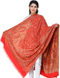 Exotic India Reversible Jamawar Shawl with Woven Paisleys - Wool - color: Grenadine