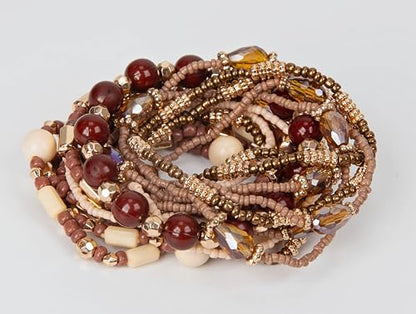SPUNKYsoul Beaded Stretch Bracelet Set – Multi-Piece Stackable Fashion Bracelet Collection, Elastic Fit, Minimalist Boho Jewelry for Everyday Wear - style: Brown & Gold