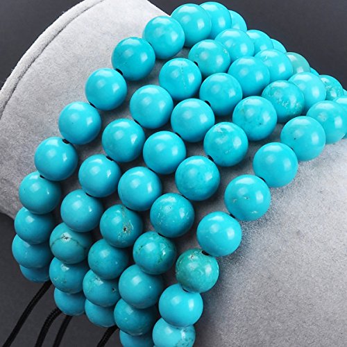 MASSIVE BEADS Natural Healing Power Gemstone Crystal Beads Unisex Adjustable Macrame Bracelets - color: Blue Turquoise, size: 6mm