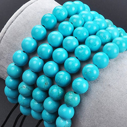 MASSIVE BEADS Natural Healing Power Gemstone Crystal Beads Unisex Adjustable Macrame Bracelets - color: Blue Turquoise, size: 8mm