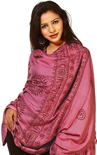 Exotic India Printed Surya (Sun God) Prayer Shawl - Multi Color