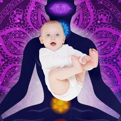 Seven Chakra Yoga Meditation Lotus Purple Mandala A Soft and Thick 280g Flannel Blanket with Excellent Insulation Effect 50"x60"