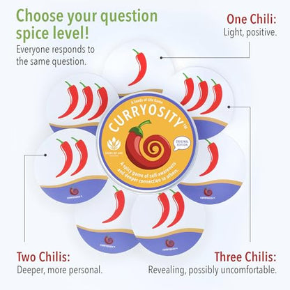 Curryosity™ Original Edition – 120 Conversation Starter Cards for Family & Friends | Icebreaker Game with 3 Spice Levels | Fun Card Game for Building Trust, Connection & Meaningful Conversations - style: Original