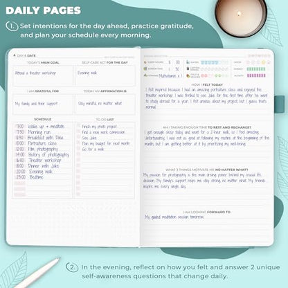 Clever Fox Self-Care Journal – Daily Reflection Notebook – Mental Health & Personal Development Planner, Meditation & Mood Log, A5 (Blue Surf) - color: Blue Surf, size: A5 (5.8'' x 8.3'')