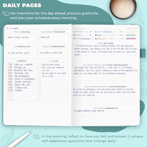Clever Fox Self-Care Journal – Daily Reflection Notebook – Mental Health & Personal Development Planner, Meditation & Mood Log, A5 (Blue Surf) - color: Blue Surf, size: A5 (5.8'' x 8.3'')