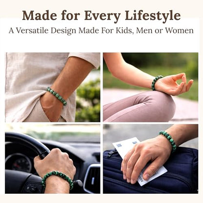 Elm City Direct 8mm Natural Stone Beaded Bracelet – Unisex Crystal Stretch Bracelets for Men & Women, Chakra & Healing Jewelry, Gift-Ready Beaded Bracelets - color: African Turquoise