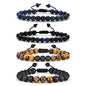 M MOOHAM Fathers Day Gift Mens Bracelet - Beaded Natural Stone 8mm Tiger Eye Matte Agate Lava Rock Bracelets for Men Teen Boys Grandpa Dad Birthday Gifts Jewelry - style: 4 Pcs Tiger Eye&Matte Agate