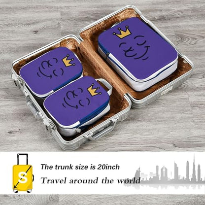 Foldable 3pcs Travel Packing Storage Bags Polyester Bags Organizer for Luggage, Proud Crown Look (3 Set) - color: Proud Crown Look
