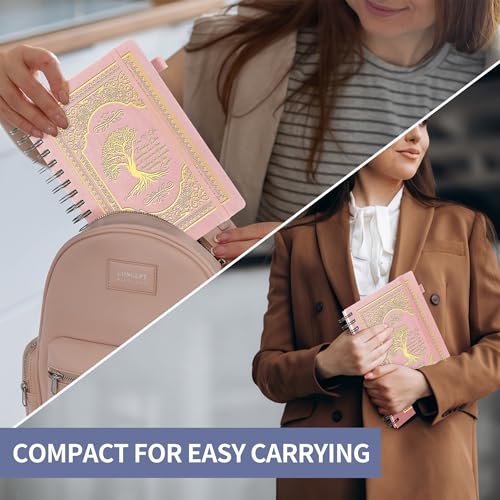 A5 Hardcover Spiral Notebook Tree of Life Journal Daily Journals for Writing Travel Notebooks Journal for Women Men 80GSM Paper Leather Spiral Journal,5.7"x8.3"（Spiral Tree -Pink) - color: Spiral Tree of Life-pink