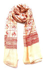 OMA Large OM Sign Block Printed Shawl Soft Scarf For Meditation & Yoga - Premium Quality BRAND - color: Cream
