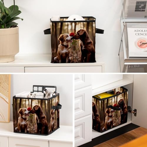 Storage Bags,Clothes Storage Bins Foldable with Handle,1-Pc,Animals Dog Flowers Nature Pet