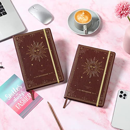 Artfan Ruled Notebook/Journal – Premium Thick Paper Faux Leather Classic Writing Notebook with Pocket + Page Dividers Gifts, Banded, Large, 144 Pages, Hard Cover, Lined (5.8 x 8.4) - Burgundy - color: RED