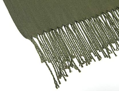 Cindy & Wendy Pashmina Shawls and Wraps Scarf for Women Soft Large Winter Shawl for Evening Dress Wedding Party - color: Olive