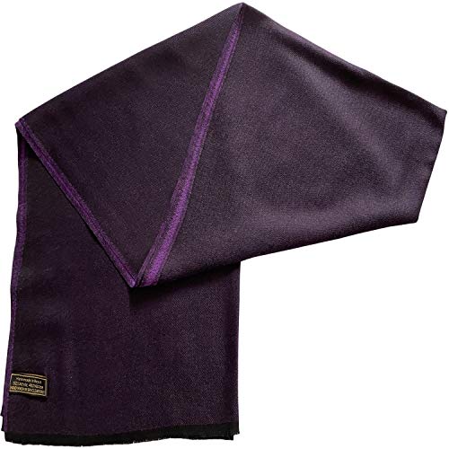 CJ Apparel Solid Color Fringe Design Fringe Shawl Scarf Wrap Stole Throw Head Wrap Pashmina Gift Hand Made in Nepal New - color: Black & Purple
