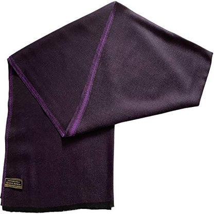 CJ Apparel Solid Color Fringe Design Fringe Shawl Scarf Wrap Stole Throw Head Wrap Pashmina Gift Hand Made in Nepal New - color: Black & Purple