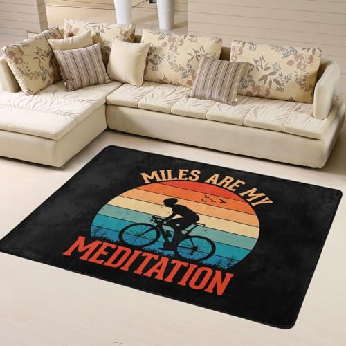 Miles are My Meditation Area Rug 63x48in Rugs for Living Room Indoor Floor Non-Slip Rug Washable Large Rug Indoor Decorative Carpet Yoga Floor Mat