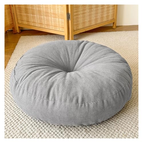 Round Meditation Floor Pillow with Thick Quilted Design for Yoga, Zen Corners Living Room Soft Corduroy Seat Cushion(Gray,45x45x13cm) - color: Grey, size: 45x45x13cm