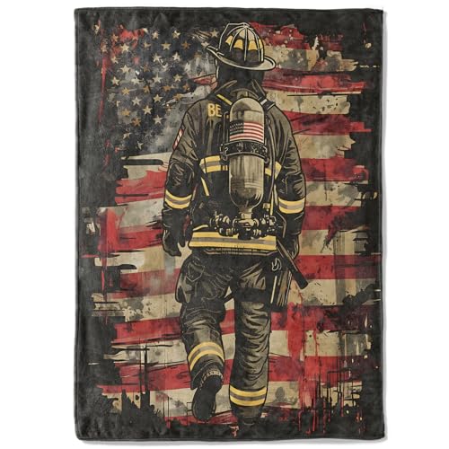Firefighter Fleece Blanket - 40x50in American Flag Throw Blankets,Soft Cozy Lightweight, Ideal for Living Room Home Patriotic Decor and Kids Women Girls Spring Gifts - color: Firefighter, size: 40x50 Inch