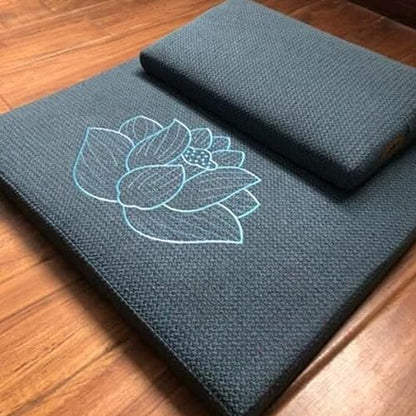 Portable Meditation Cushion Set, Large Rectangular Zen Cushion Foldable for Adults, Yoga Cushion,Thickened Coconut Palm Cushion Sitting Zen Cushion(Blue,60 * 60cm)