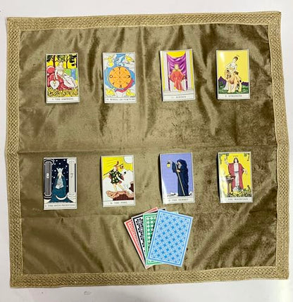 SMMS Spiritual Velvet Table Cloth Altar Tarot Spread (Beige, Medium- 61cm*61cm/ 24inch*24inch) - color: Beige, size: Medium- 61cm*61cm/ 24inch*24inch