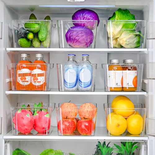 Clear Plastic Storage Bins - 12 Pack Pantry Organizers and Storage,Large Clear Pantry Organizer Bins, Plastic Containers with Handle for Kitchen,Freezer,Cabinet,Closet,Bathroom Under Sink - size: Large