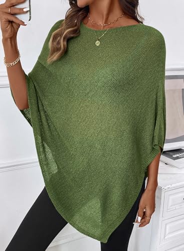 SHEWIN Womens Sheer Knit Poncho Crochet Summer Tops See Through Mesh Spring Sweaters Beach Cover Ups for Women 2026