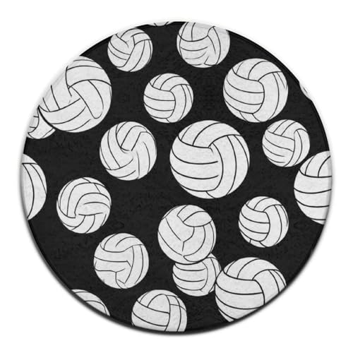 Room Sofa Yoga Soft Round Carpet, Modern Round Area Rug, Non-Slip Machine Washable Kitchen Office Circle Rug Compatible with Black and White Volleyball Ball 24inch(60cm) - color: Color568, size: 24inch(60cm)