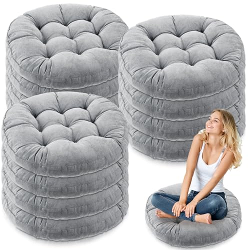 Jerify Floor Pillow Cushions Large Round Square Large Meditation Floor Pillow for Classroom Adult Meditation Picnic Party Seating Learning Daycare School(Round,Light Gray,12 Pcs) - color: Light Gray, size: Round