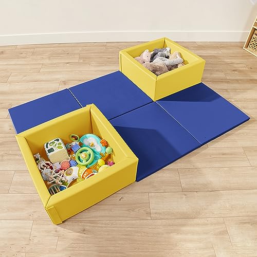 ECR4Kids SoftZone Play Patch Activity Mat Squares, Modular Playmat, Blue, 4-Pack - color: Blue