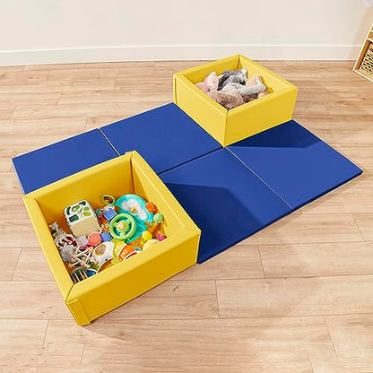 ECR4Kids SoftZone Play Patch Activity Mat Squares, Modular Playmat, Blue, 4-Pack - color: Blue