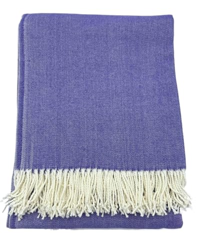 Alashan Cotton Acrylic Adirondack Herringbone Woven Throw (Acai) - color: Acai
