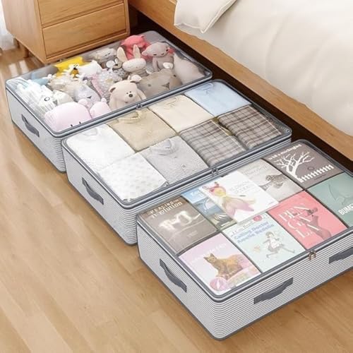 2 PCS Large Storage Bag, Heavy-Duty Non-Woven Fabric with Transparent Window, Multi-Layer Vertical Storage, Suitable for Closet and Under-Bed use.