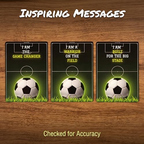 Soccer Affirmation Cards for Kids Teens – 54 Motivational Cards for Confidence, Focus & Game Day Preparation – Fun Soccer Gift for Players & Coaches