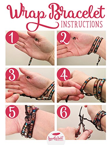 New! Dazzling Handmade Leather Wrap Bracelet Collection - style: 5 Wrap Multi Color & Silver Faceted