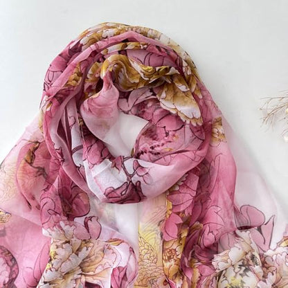 Pokeedioty Scarfs for Women Lightweight Fashion Scarves Elegant Floral Pattern Sheer Scarfs Sunscreen Shawls Wraps - color: P 094