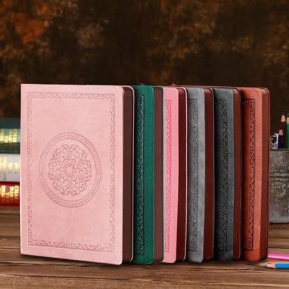 Fetinar 300 Pages Leather Blank Journal Notebook,Softcover Leather Blank Journal Notebook for Women Men,300 Pages Notebook for Work,Office,School Note Taking,5.7'' X 8.3'',Brown - color: Brown, style: Plain-A5