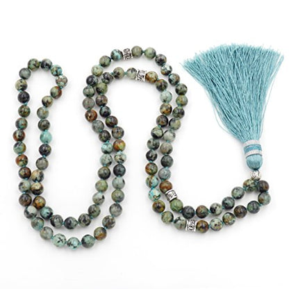 mala Beads Necklace for Women Man, mala Bracelet, Prayer Beads Necklace - color: African turquoise