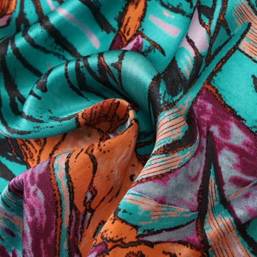 JWSilk Long Charmeuse Silk Scarf Classic Art Print - color: Orange Iris By Van Gogh