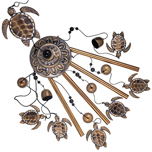 Solawindchime Outdoor Sea Turtles Wind Chimes, Bronze Sea Turtle Wind Chimes, Gift Wind Chime, Turtle Wind Bell, Gifts for Women, for Home, Garden, Indoor, Outdoor Decoration, Garden Wind Chime