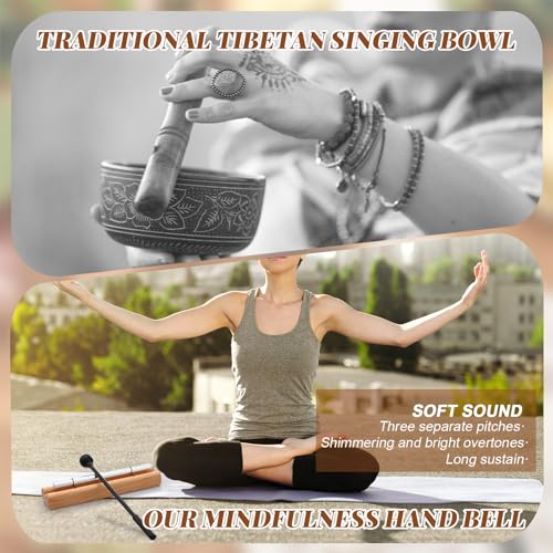 2 Set Hand Chimes for Classroom Meditation Chimes Bells Classroom Management Tools Instrument with Mallet for Meditation Yoga Prayer Teacher School(Single Tone,Black) - color: Black