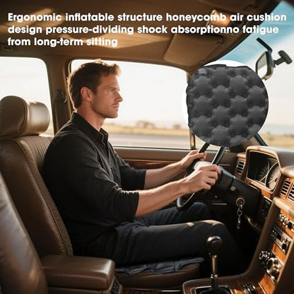 Inflatable Seat Cushion, Lightweight Camping Air Sitting Pad with Repair Cloths (Grey)