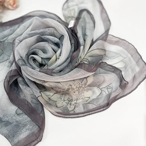 Pokeedioty Scarfs for Women Lightweight Fashion Scarves Elegant Floral Pattern Sheer Scarfs Sunscreen Shawls Wraps - color: P 0147
