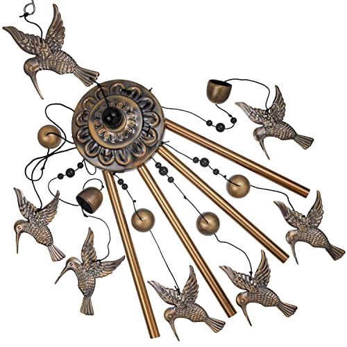 Solawindchime Outdoor Hummingbird Wind Chimes, Hummingbirds Bronze Wind Chimes, Gift Wind Chime, Hummingbird Wind Bell Gifts for Women, for Home, Garden, Indoor, Outdoor Decoration, Garden Wind Chime