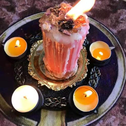 Luxshiny Pentacle Star Candleholder Decorative Desktop Altar Plate for Rituals and Mystical Props with Bright Copper Finish Compact Space-Saving Design for Home and Ceremony Use