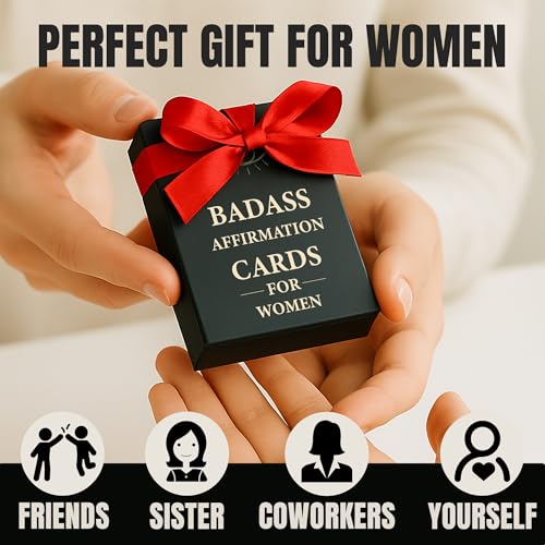 52 Celestial Badass Affirmation Cards for Women - Midnight Black & Pale Yellow Mindfulness Deck - Daily Motivation Cards - Inspirational Self Care Gift for Empowerment & Confidence - color: Black